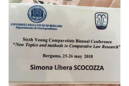 Convegno: Sixth Young Comparatists Biennial Conference - New Topics and Methods in Comparative Legal Research